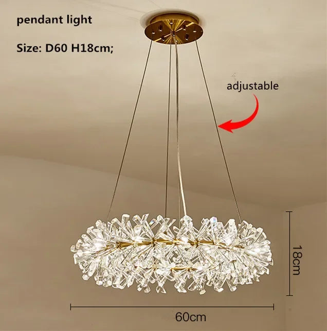 Luxury K9 Crystal Chandelier with LED Lighting for Living, Dining, and Bedroom