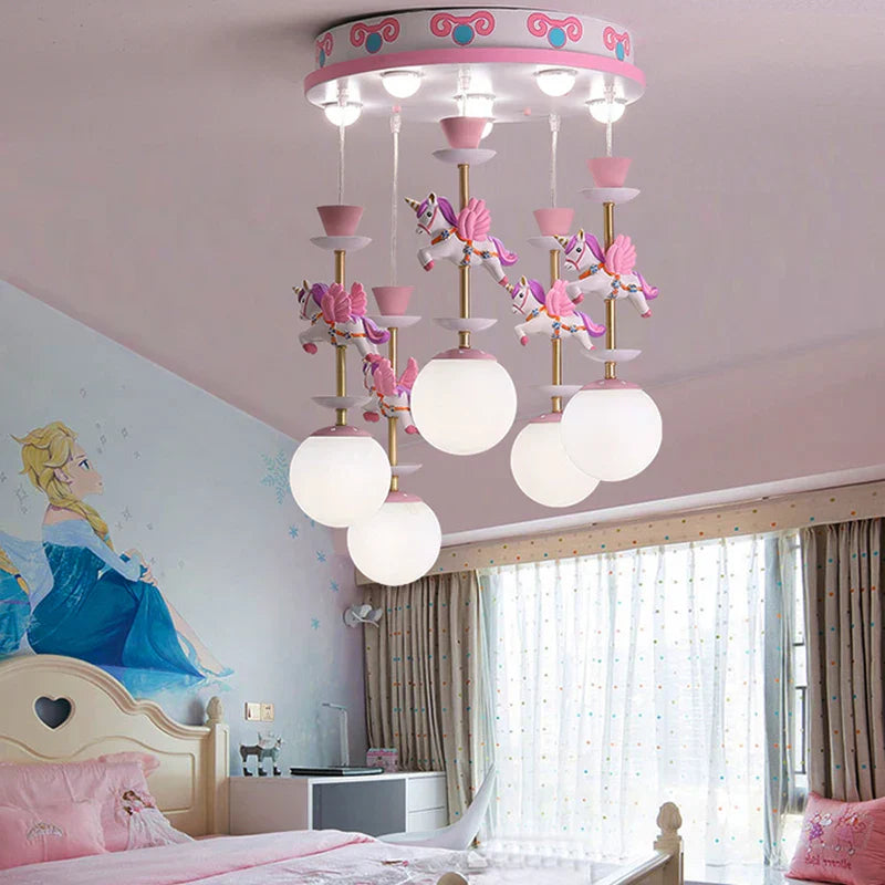 Kids Ceiling Chandelier: Modern LED Pendant Light for Girls' Bedroom Decor