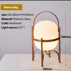 Japanese Style Glass Table Lamp with Wood/Metal Frame