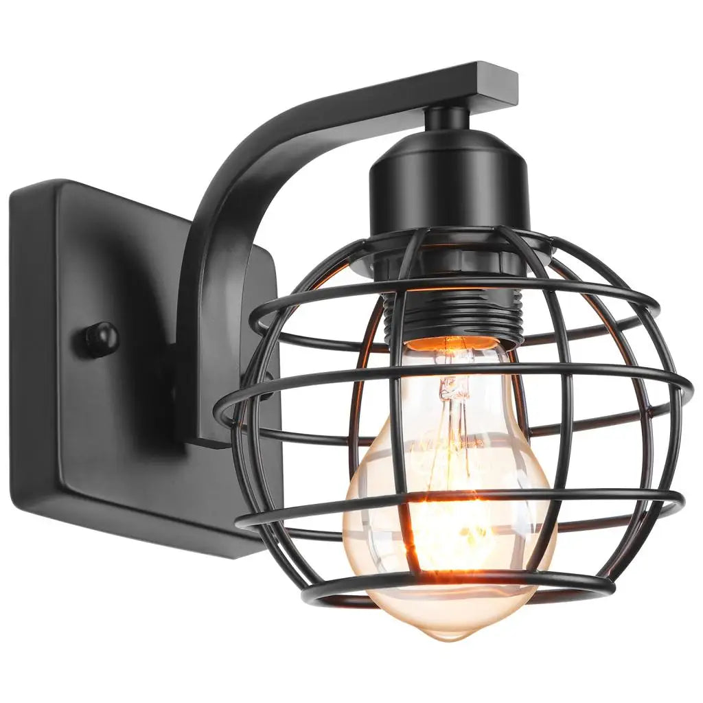Industrial Vintage LED Wall Light Iron Cage Sconce Indoor Lighting