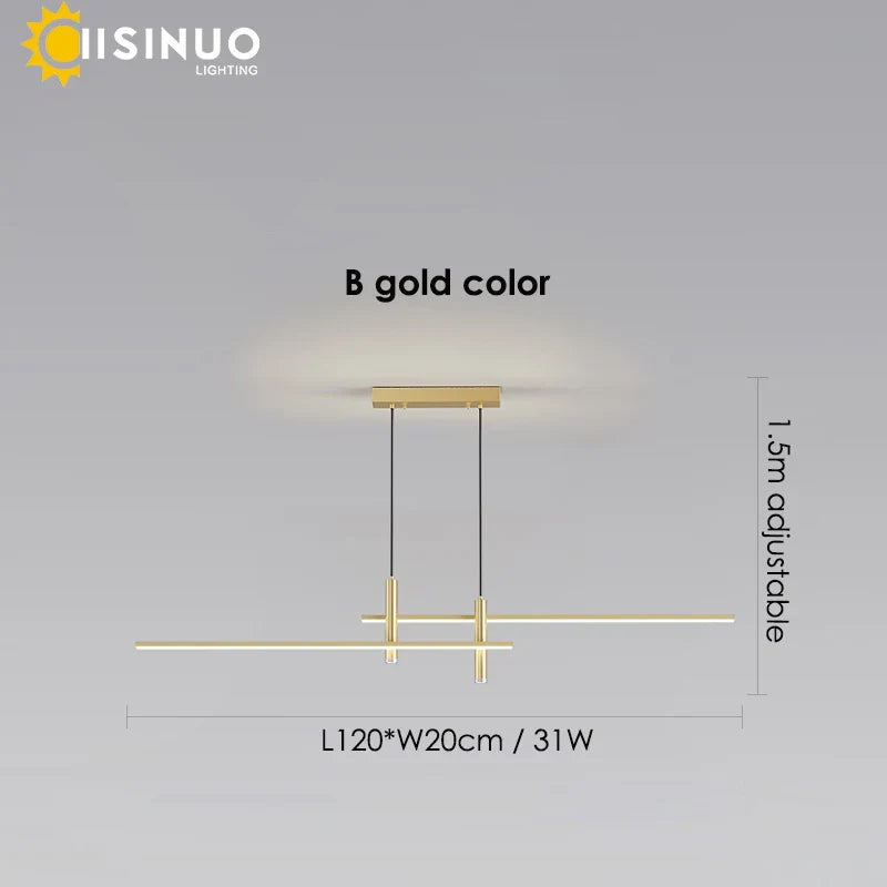 Adjustable LED Pendant Light in Black/Gold for Office Dining Living Room