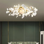 Ginkgo Leaf Acrylic Metal LED Ceiling Chandelier for Home Living Room