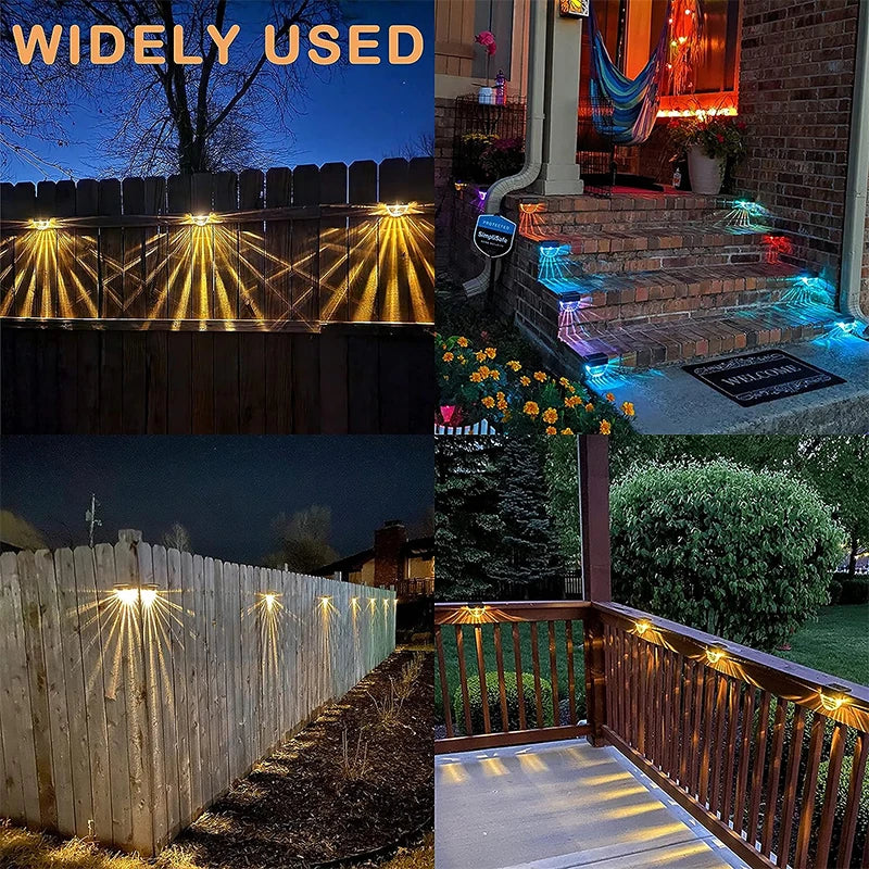 Solar Fence Lights: Waterproof Outdoor Deck Pathway Stairs Lighting for Yard & Patio