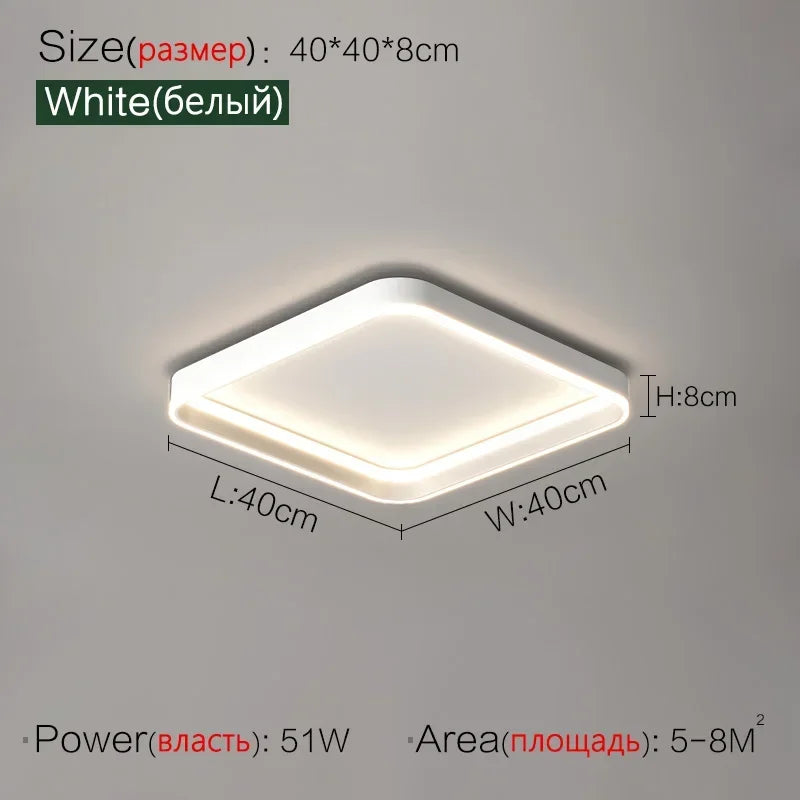 Square LED Ceiling Light for Bedroom Living Room Dining Room with Remote Dimming