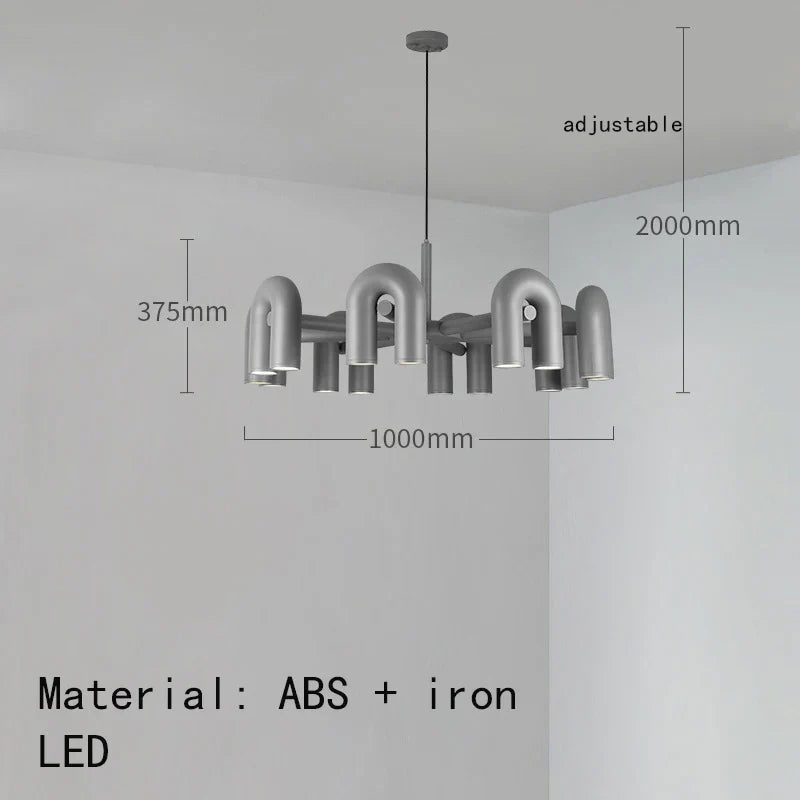 U-shaped Iron Chandelier Modern Minimalist LED Lighting for Home and Restaurant