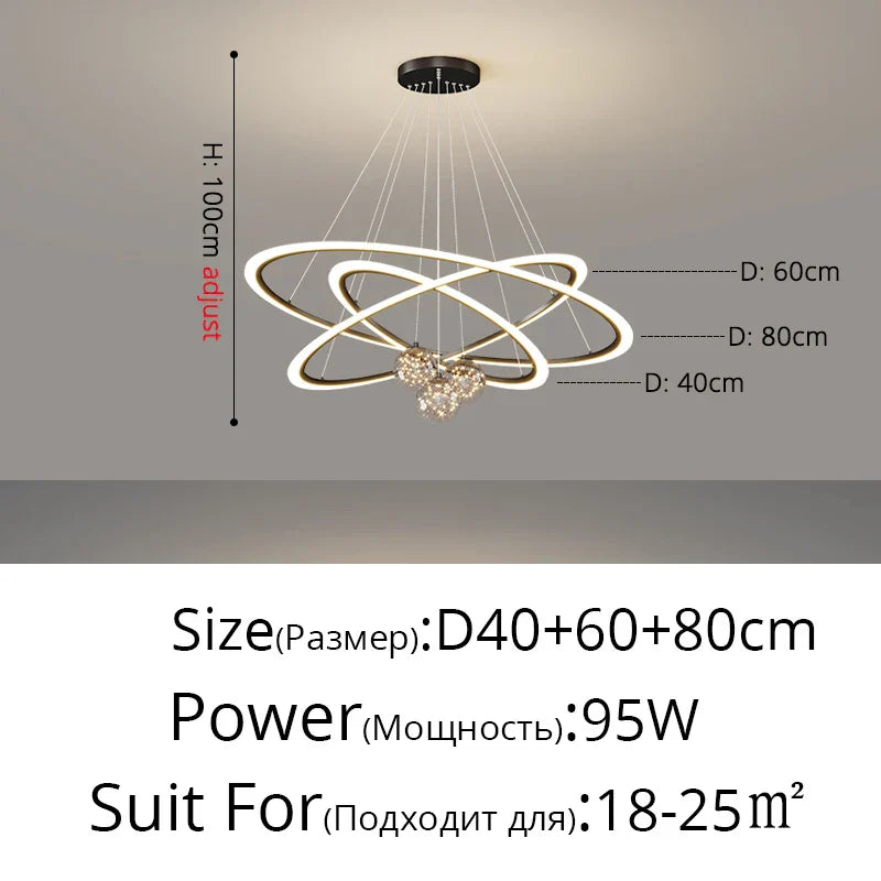 Circle Ring Pendant Light Chandelier Modern Living Room Bedroom Lamps Ceiling Luminaire