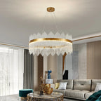 Crystal Rod Round Chandelier: Modern Nordic Light for Living Room, Bedroom, Dining Room, Kitchen