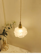 Romantic Rose Glass Chandelier Lighting Vintage Brass Luxury Hanging Lamp