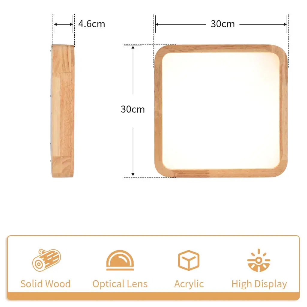 Nordic Wooden LED Ceiling Light Modern Acrylic Lampshade Fixture