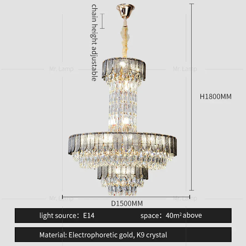 Crystal Chandelier: Postmodern Multi-layer Luxury for Villa, Hotel Lobby, and Living Room