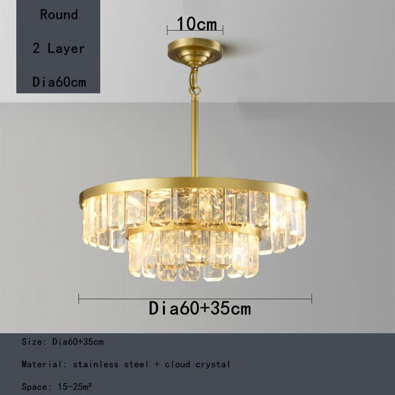 Cloud Mist Crystal Chandelier for Home Hotel Stainless Steel Pendant Lamp