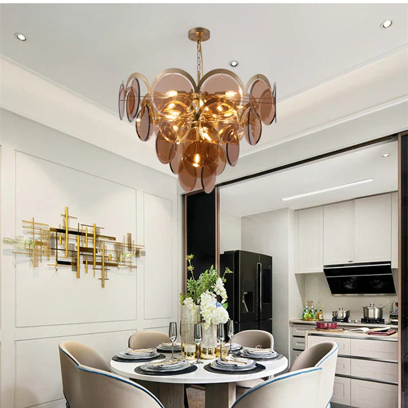 Smoke Grey Glass Ceiling Chandelier - Nordic Modern Indoor Style Lighting