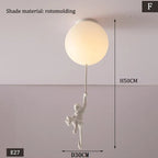 Nordic White Bear Kid Ceiling Lamp: Children's Room Decoration LED Pendant Light.