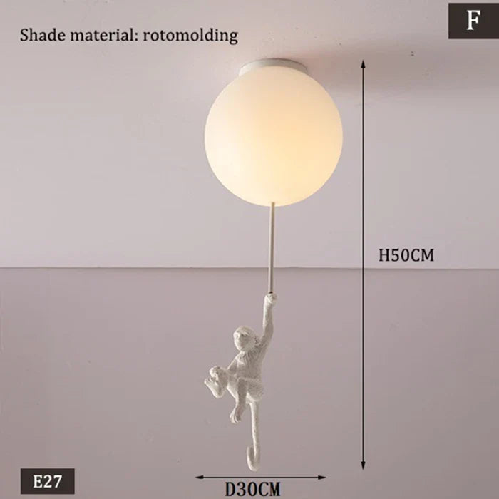 Nordic White Bear Kid Ceiling Lamp: Children's Room Decoration LED Pendant Light.