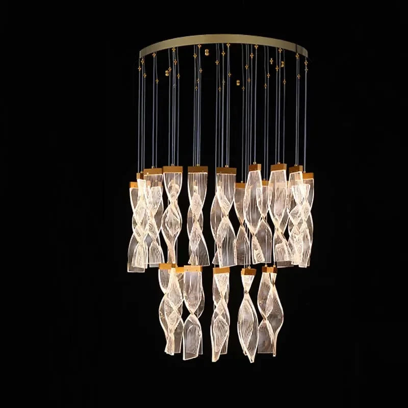 Luxury Acrylic LED Chandelier for Staircase Hallway and Villa