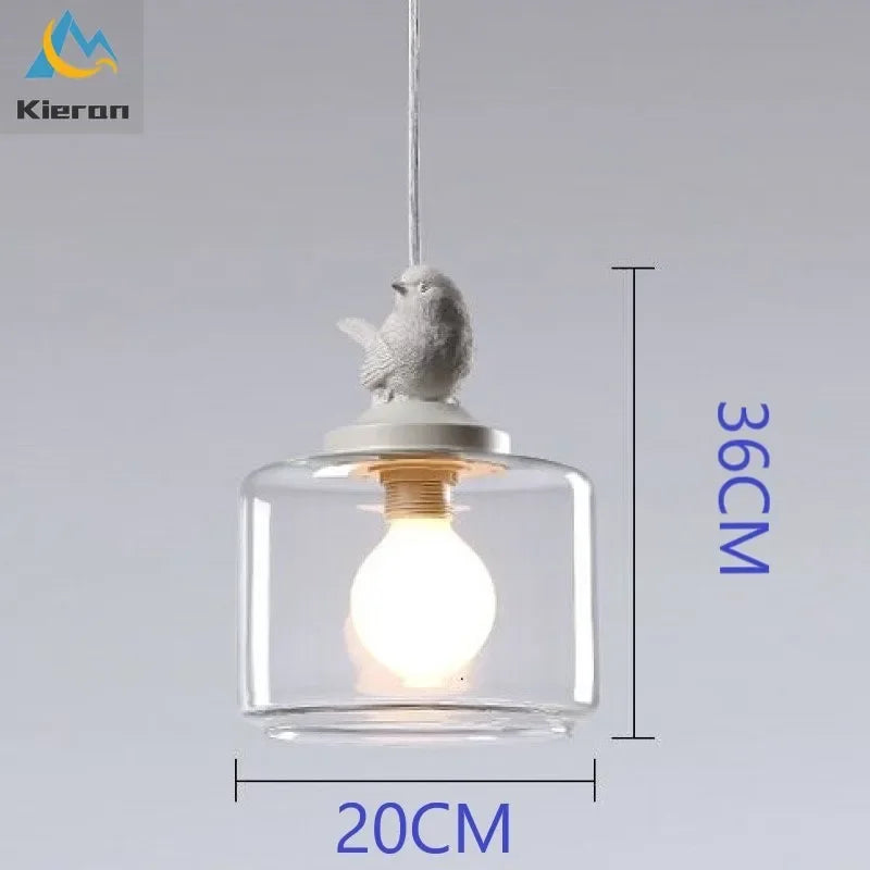 Resin Bird LED Chandelier Glass Pendant Light