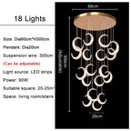 Moon Design Acrylic LED Chandelier Modern Staircase Pendant Light