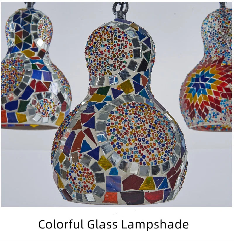 Turkish Mosaic Chandelier: Colorful Stained Glass Pendant Lamp