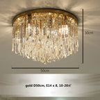 Luxury Crystal Ceiling Light Gold/Chrome Metal Round LED Lamp