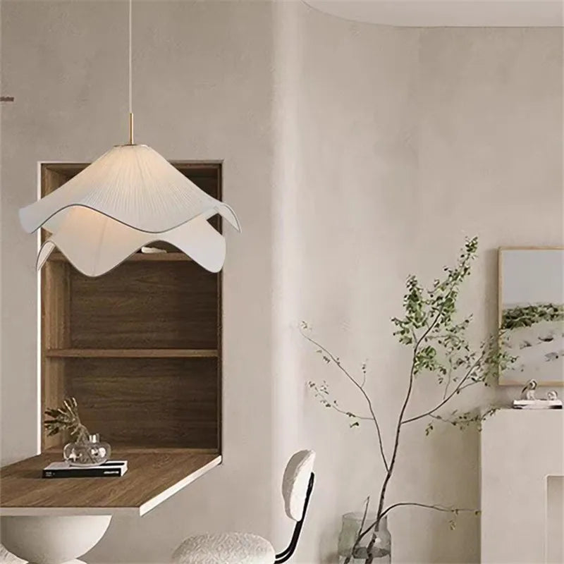 Fabric Pendant LED Light: Nordic Designer Hanging Lamp for Bedroom Decor
