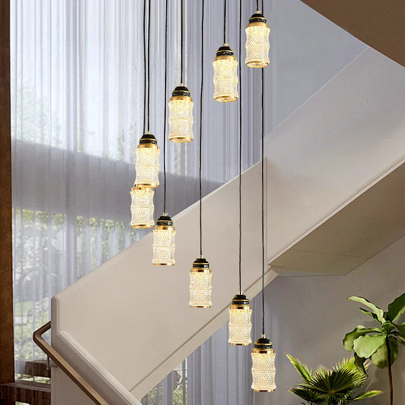 Chinese Style Spiral Staircase Chandelier for Villa & Restaurant, LED Lamps