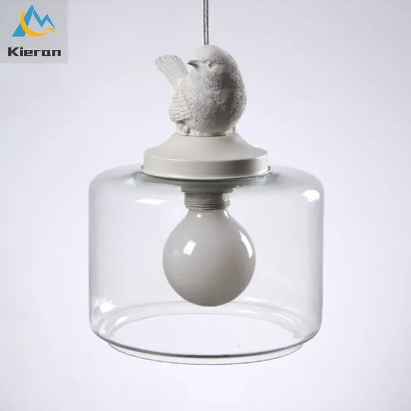 Resin Bird LED Chandelier Glass Pendant Light