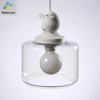 Resin Bird LED Chandelier Glass Pendant Light