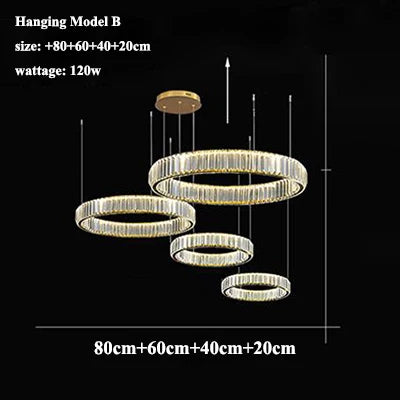 Luxury Crystal Chandeliers: Dimmable LED Steel Lighting for Villa Staircase & Foyer