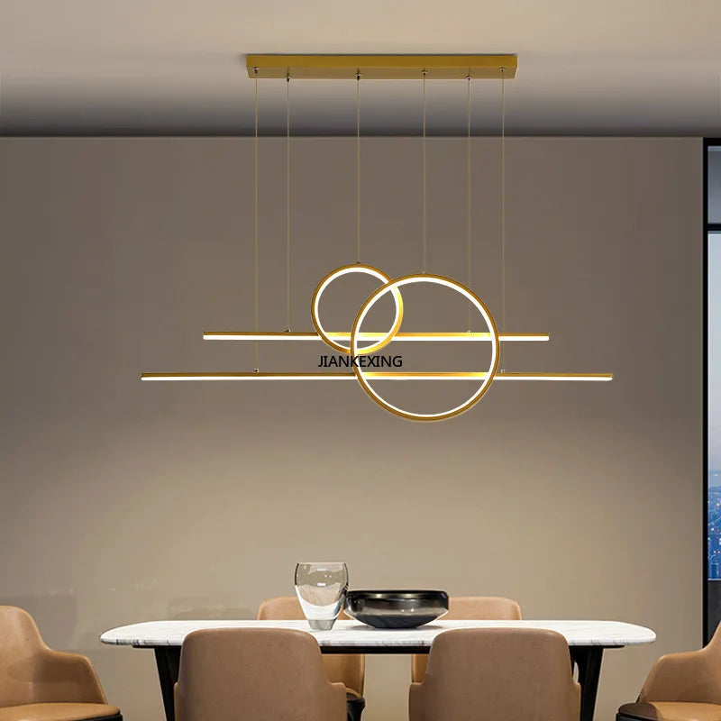 Gold Black Dimmable LED Chandelier for Dining Room Kitchen Bar Lighting