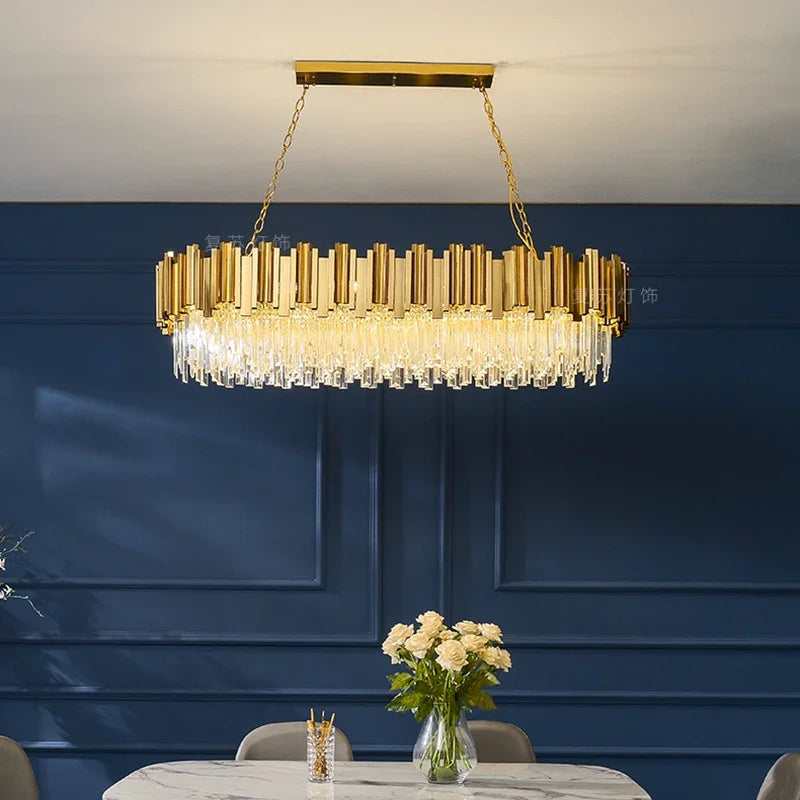 Stainless Steel Crystal Pendant Chandelier for Modern Luxury Indoor Lighting