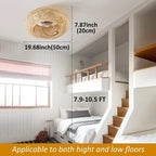 Bamboo Ceiling Fan with Rattan Cage Light & Remote Control