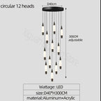 Modern LED Staircase Chandelier in Black Gold Finish