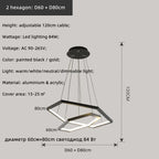 Hexagon Aluminium LED Pendant Light Dimmable Minimalist Chandelier for Living Room Bedroom