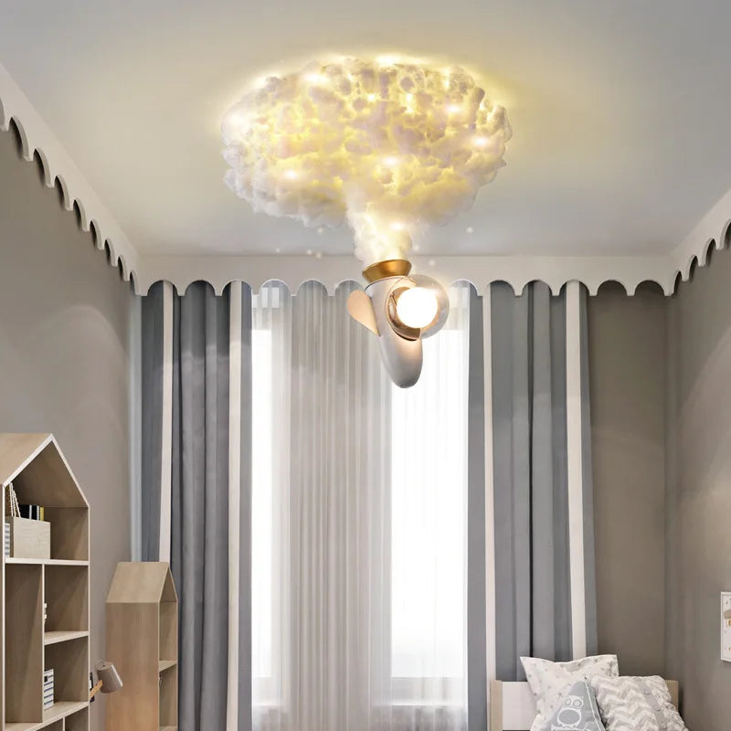Rocket LED Pendant Light for Kids' Bedroom Study Nursery, Creative Jet Ceiling Chandelier