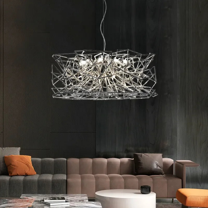 Modern LED Silver Chandelier for Dining Room & Restaurant
