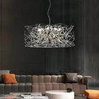 Modern LED Silver Chandelier for Dining Room & Restaurant
