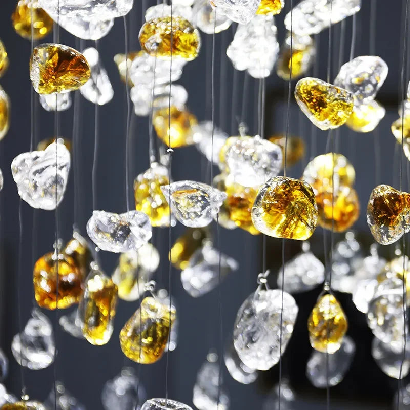 Crystal Dining Chandelier: Elegant Stone Decorative Lighting for Living Room