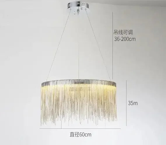 Tassel Chain LED Chandelier for Modern Living Room and Dining Room