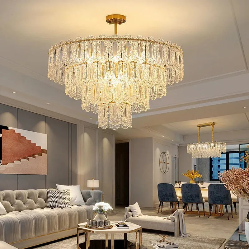 Romantic Glass Chandelier Luxury Ceiling Pendant Light Fixture
