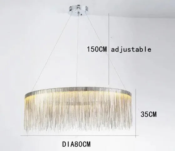 Tassel Chain LED Chandelier for Modern Living Room and Dining Room
