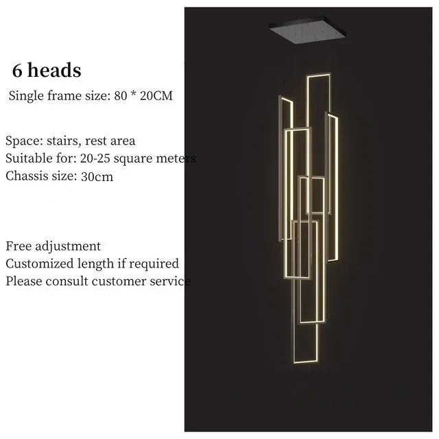 LED Stair Chandelier: Luxury Loft Geometry Pendant Lamps for Modern Living