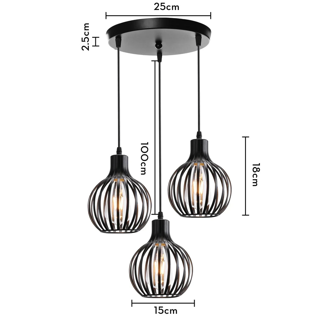 Wrought Iron Caged Pendant Light for Industrial Style Decor