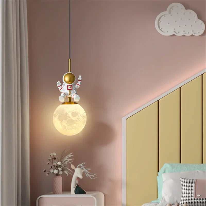 Astronaut Chandelier: Personalized Children's Room Decor Lighting for Warm Atmosphere