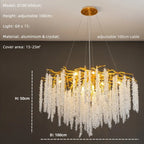 Modern Gold Aluminium Crystal Chandelier LED Pendant Light Fixture