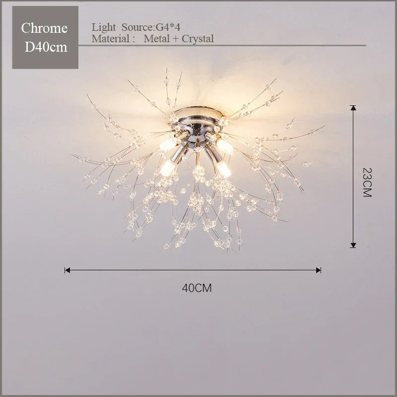 Nordic Dandelion Crystal Ceiling Lamp for Bedroom Living Room Dining Room