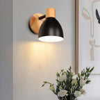 Nordic Wooden Wall Lamp Bedside Light for Bedroom Living Room E27 Macaroon Style