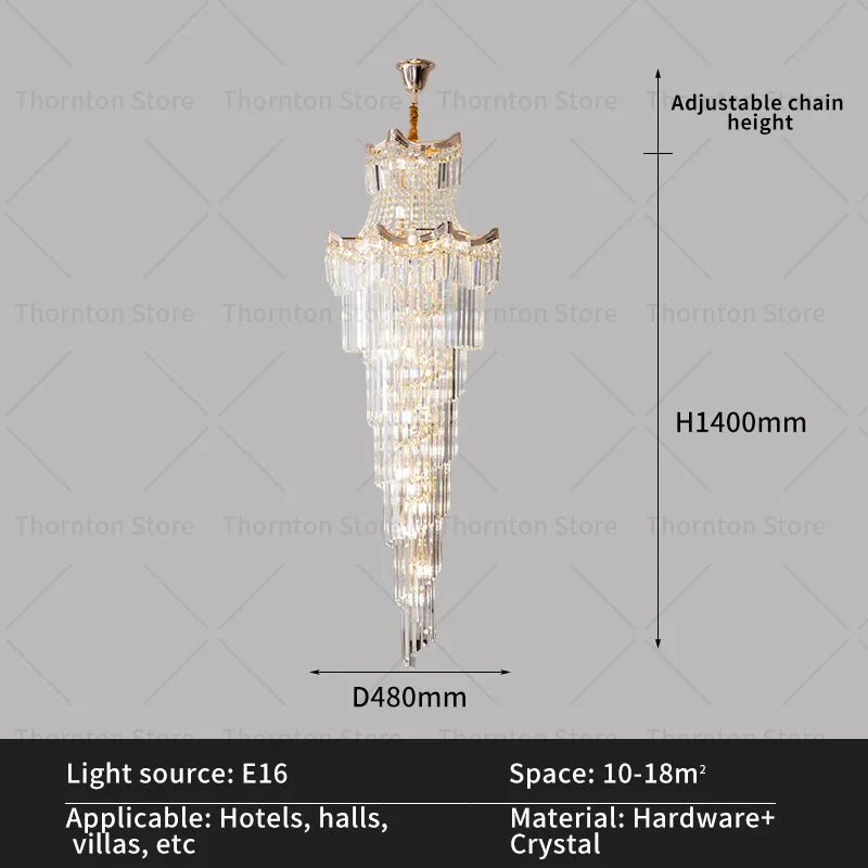 Crystal Duplex Chandelier: Luxury Living & Stair Lamp for Loft Apartment & Villa