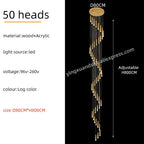 Wooden Chandelier: Modern LED Staircase Hanging Light