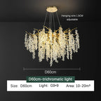 Frosted Aluminum Golden Branch Crystal Chandelier