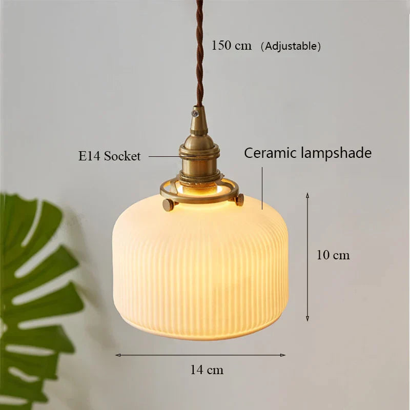 Japanese Ceramic Chandelier Lighting for Kitchen Dining Room Luxury Led Ceiling Lamp